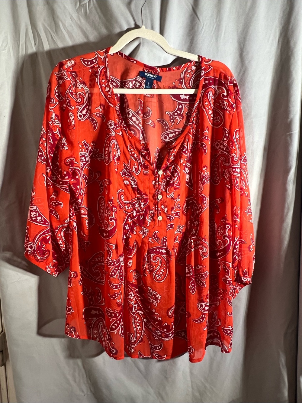 Old Navy Orange/Red Paisley Blouse